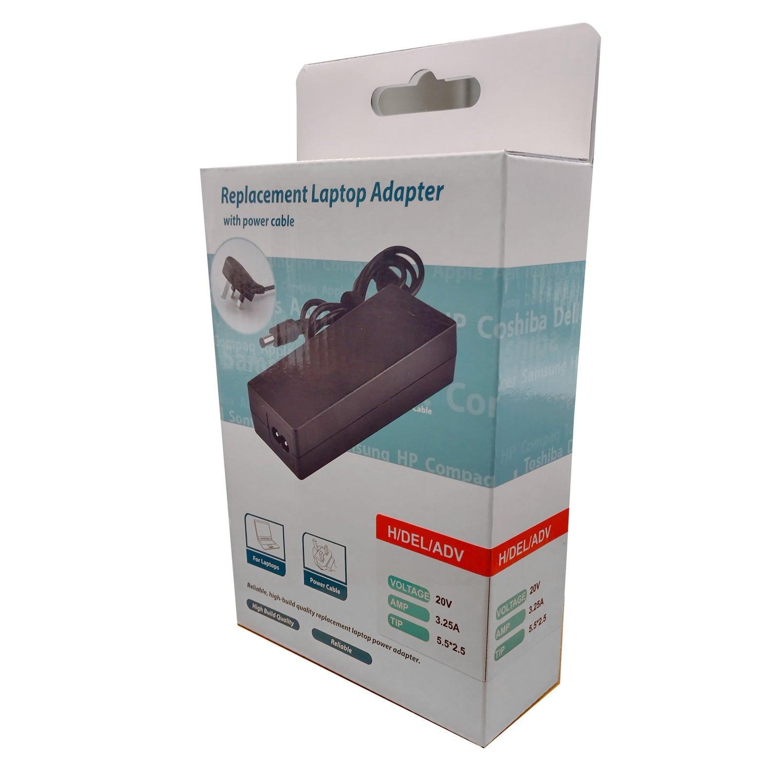 Advent/HP/Dell Multibrand Replacement Charger, 20V, 3.25A, 65W, 5.5 x 2.5 Tip-PCR Business Solutions Ltd